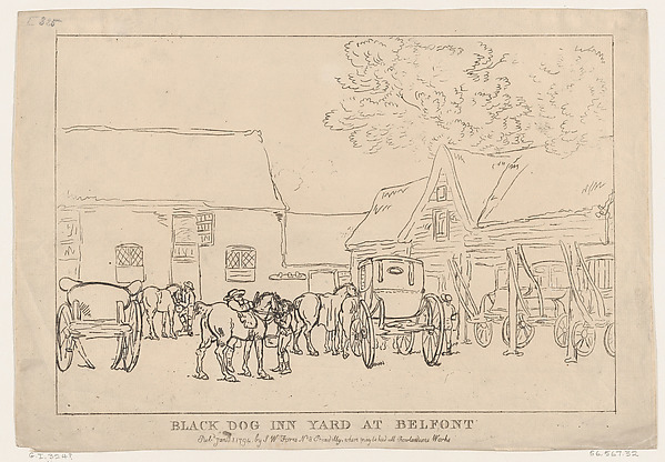 Thomas Rowlandson, Black Dog Inn Yard At Belfont