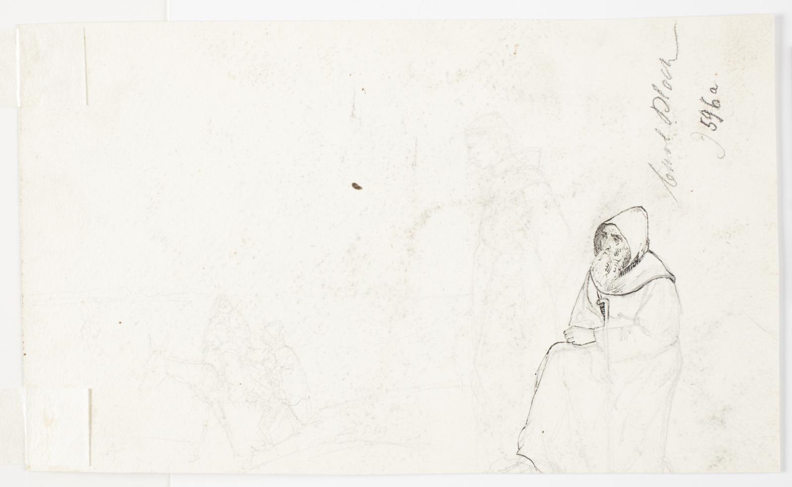 Carl Bloch, Tegning af en munk og diverse skitser og blyantsrids