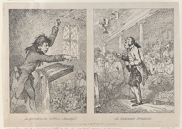 Thomas Rowlandson, An Essay on the Sublime & Beautiful; The Maiden Speech