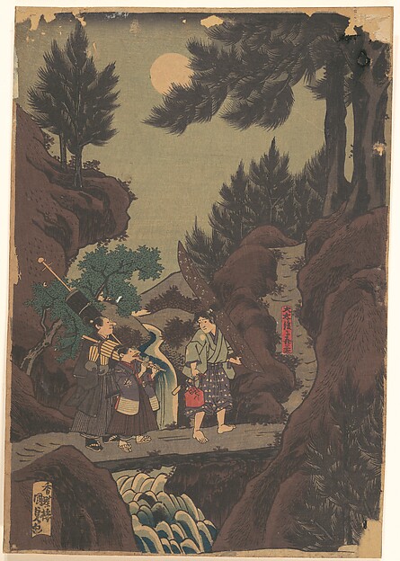 Utagawa Kunisada, Shanaō [Yoshitsune] Learns Martial Arts in Sōjōgatani (Shanaō Sōjōgatani ni heijutsu o manabu zu)
