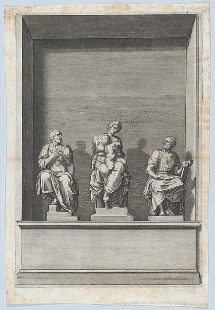 Cornelis Cort, Madonna and Child Between St Comas and St Damian
