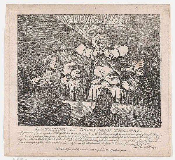 Thomas Rowlandson, Imitations at Drury-Lane Theatre (Picturesque Beauties of Boswell, Part the Second)