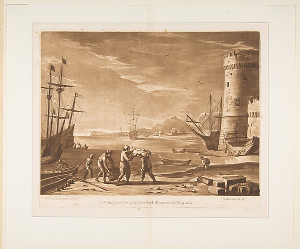 Richard Earlom, Seaport with Sailors Loading Merchandise