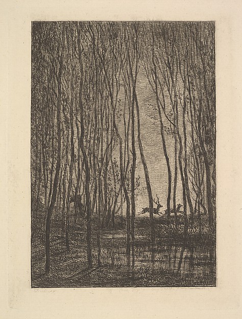 Charles-François Daubigny, Deer in the Woods