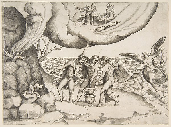 Giulio Bonasone, Jupiter, Neptune and Pluto dividing the universe, from "Division of the Universe"