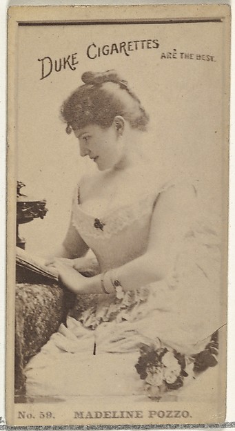 W. Duke, Sons & Co., Card Number 59, Madeline Pozzo, from the Actors and Actresses series (N145-6) issued by Duke Sons & Co. to promote Duke Cigarettes