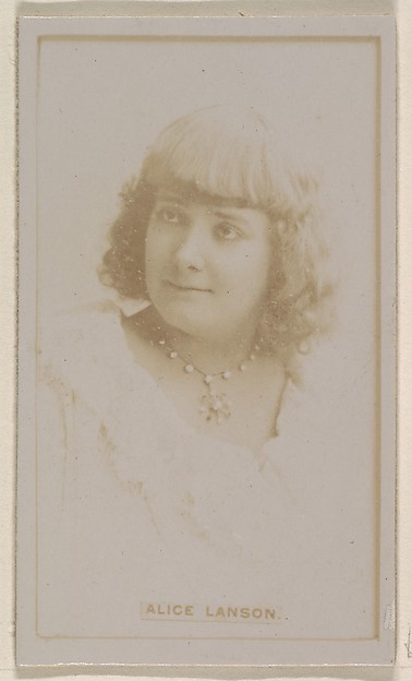Kinney Brothers Tobacco Company, Alice Lanson, from the Actresses series (N245) issued by Kinney Brothers to promote Sweet Caporal Cigarettes