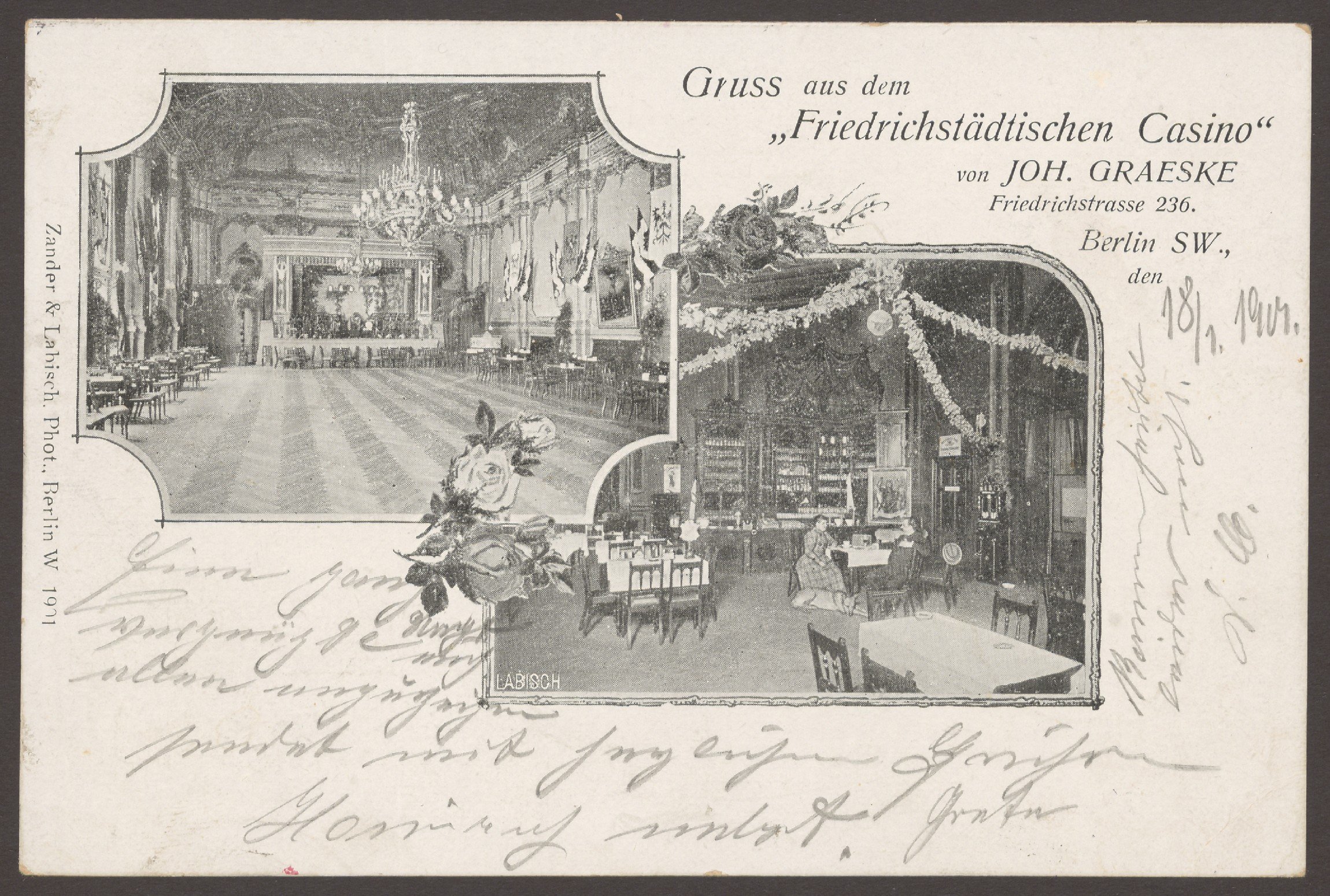 Fotoatelier Zander & Labisch, Ansichtskarte Friedrichstädtisches Casino, Friedrichstraße [1/3]