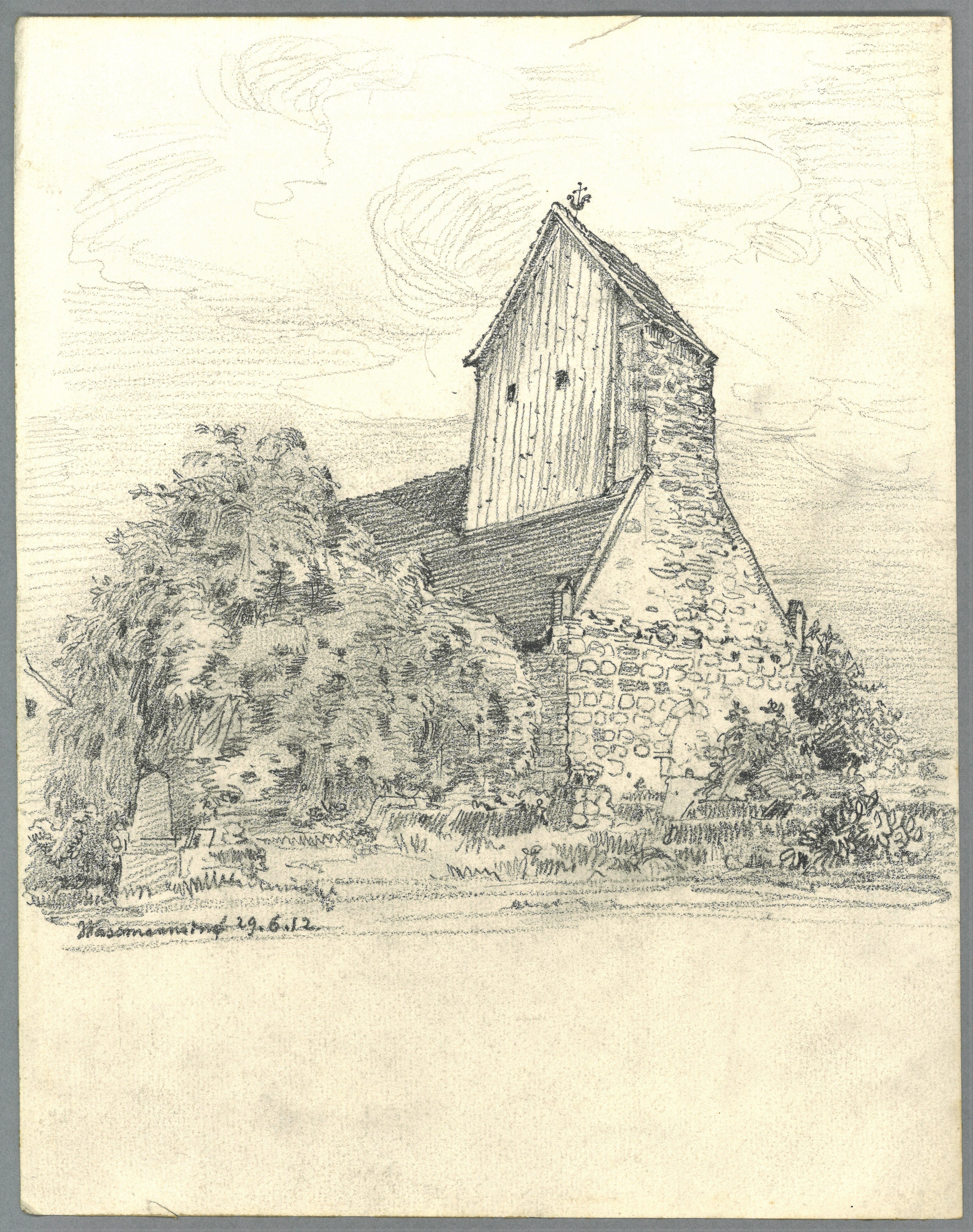 Otto Stiehl, Waßmannsdorf (Schönefeld): Dorfkirche von Nordwesten
