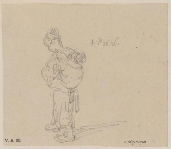 George Chinnery, A sketch of a boatwoman carrying a child on her back