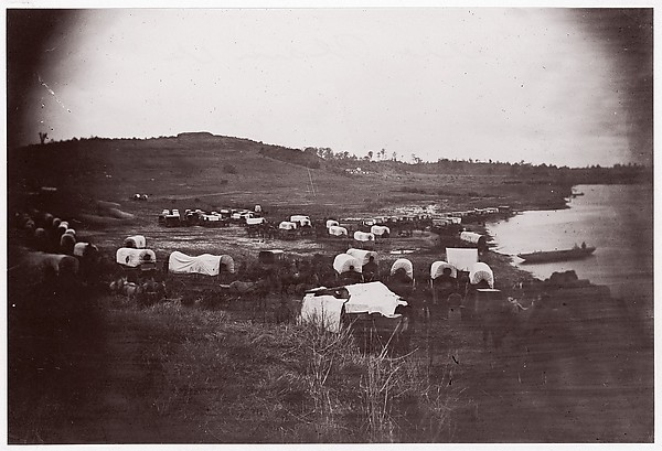 Timothy H. O'Sullivan, [Wagons Below Confederate Entrenchments, Belle Plain, Virginia]
