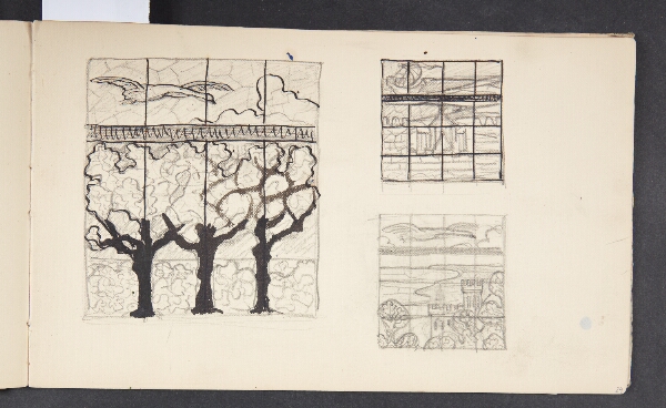 Agnes Slott-Møller, Tre udkast til billeder, alle kvadrerede