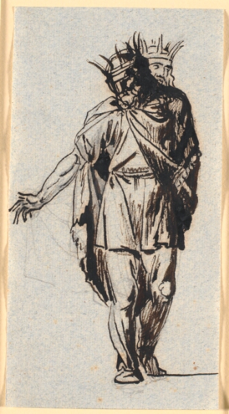 Nicolai Abildgaard, En oldnordisk (?) kongefigur, stående med krone på hovedet