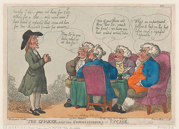 Thomas Rowlandson, The Quaker, and the Commissioners of Excise