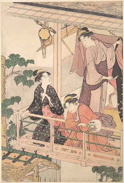 Torii Kiyonaga, Three Women on a Balcony