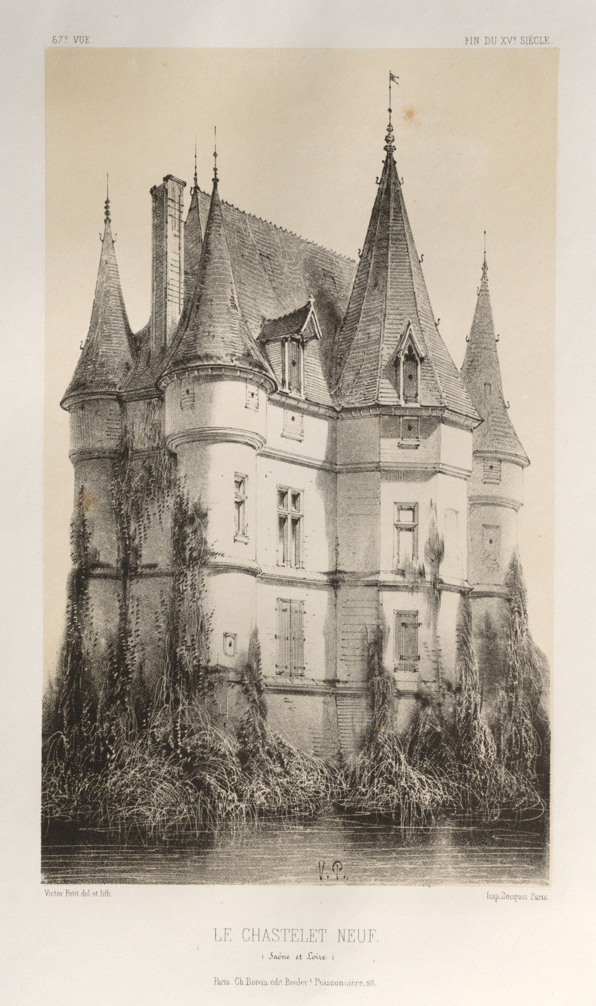 Victor Petit, Architecture Pittoresque ou Monuments des XVeme. Et XVIeme. Siecles: Chateaux de France des XV et XVI Siecles: Pl. 67, Le Chastenet-Neuf Saône et Loire)