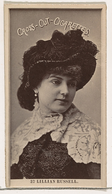 W. Duke, Sons & Co., Card Number 37, Lillian Russell, from the Actors and Actresses series (N145-2) issued by Duke Sons & Co. to promote Cross Cut Cigarettes