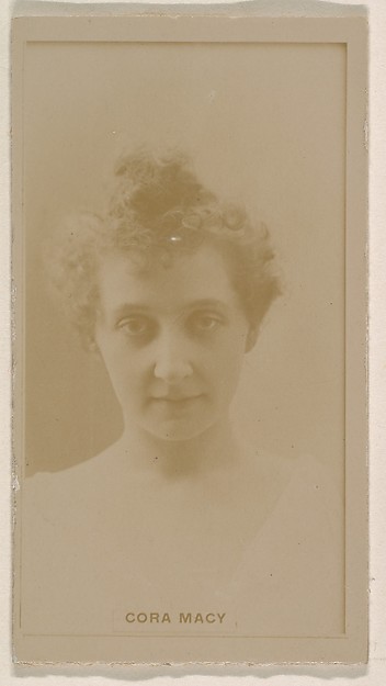 Kinney Brothers Tobacco Company, Cora Macy, from the Actresses series (N245) issued by Kinney Brothers to promote Sweet Caporal Cigarettes