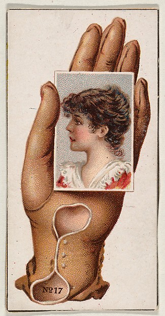 Allen & Ginter, Card Number 17, cut-out from banner advertising the Opera Gloves series (G29) for Allen & Ginter Cigarettes
