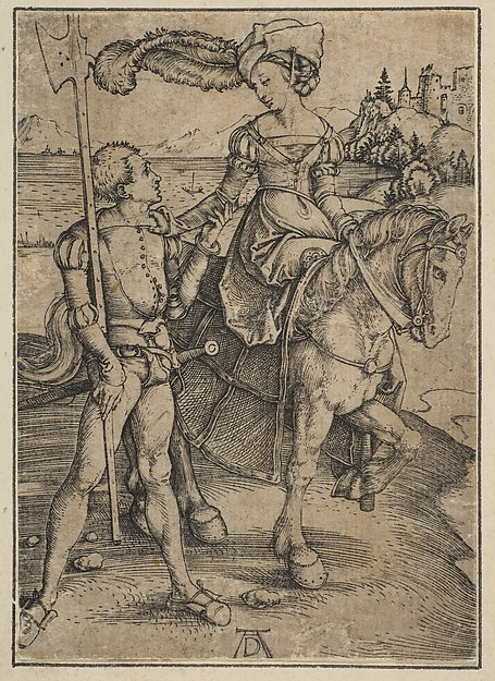 Albrecht Dürer, The Lady on Horseback and the Lansquenet