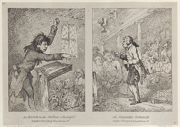 Thomas Rowlandson, An Essay on the Sublime & Beautiful; The Maiden Speech