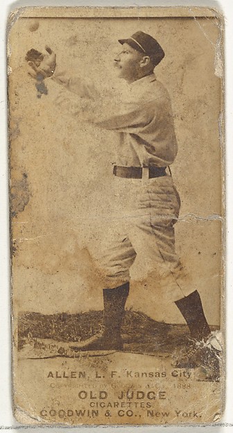 Goodwin & Company, Myron Smith Allen, Left Field, Kansas City Cowboys, from the Old Judge series (N172) for Old Judge Cigarettes