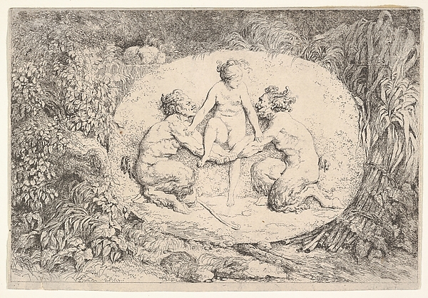 Jean Honoré Fragonard, Nymph Supported by Two Satyrs, from "Four Bacchanalia" (Quatre Bacchanales)