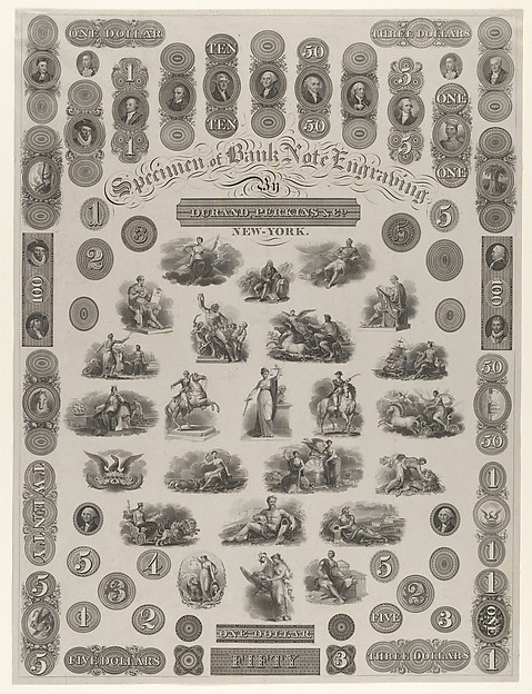 Asher Brown Durand, Specimen Sheet of Bank Note Engraving