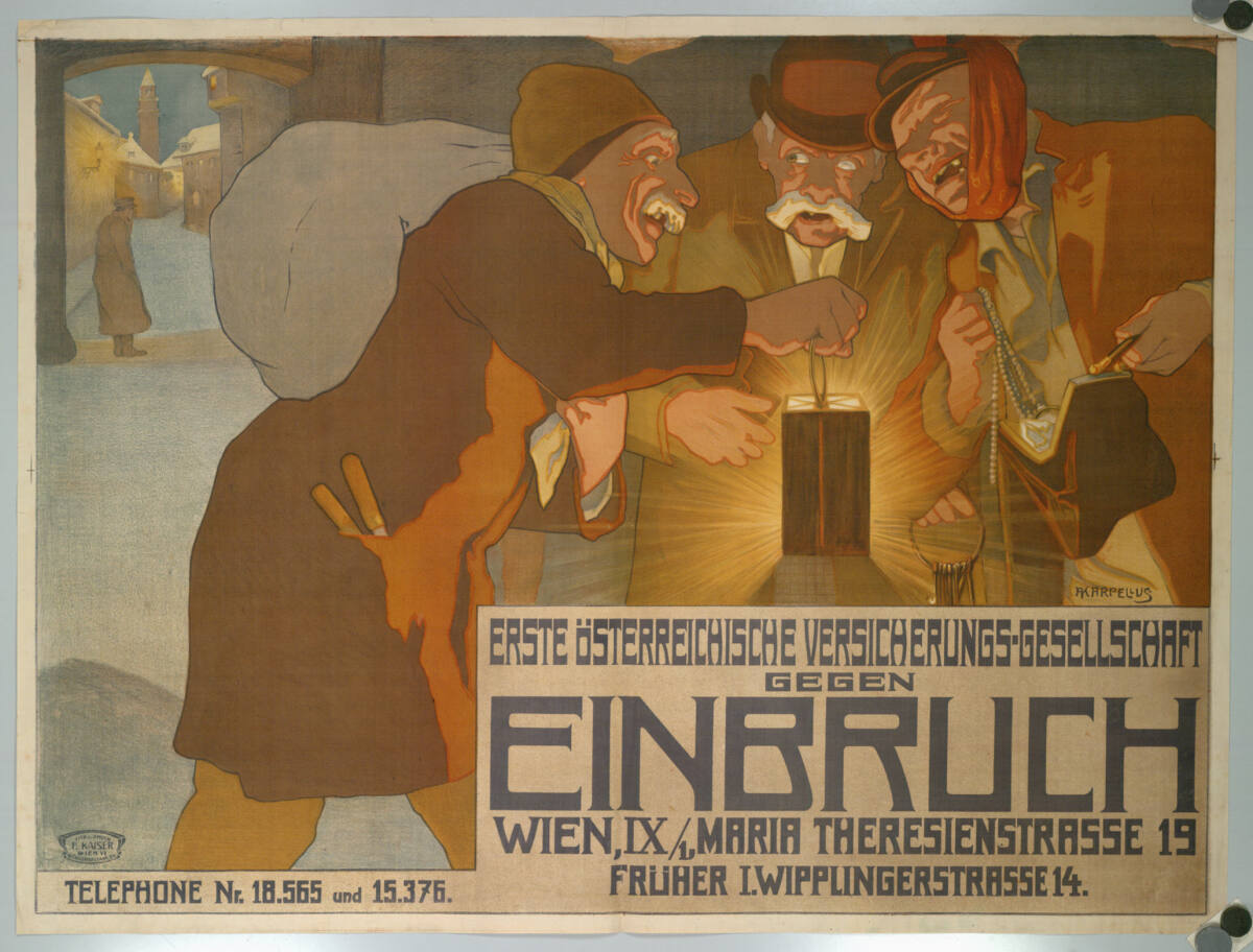 AdolfKarpellus, ERSTE ÖSTERREICHISCHE VERSICHERUNGS-GESELLSCHAFT GEGEN EINBRUCH; WIEN IX/1, MARIA THERESIENSTRASSE 19