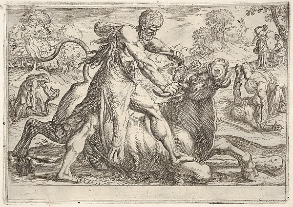 Antonio Tempesta, Hercules and  Achelous, from "The Labors of Hercules"