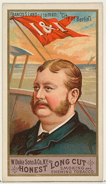 W. Duke, Sons & Co., Francis S. Land, from the Sea Captains series (N127) issued by Duke Sons & Co. to promote Honest Long Cut Tobacco