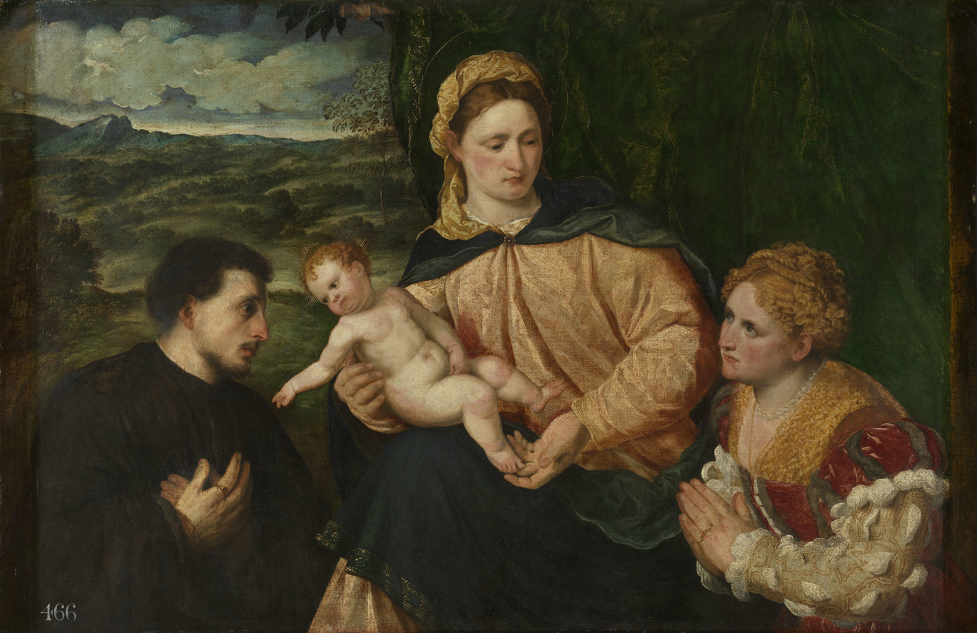 Paris Bordone, The Virgin and Child with Donors