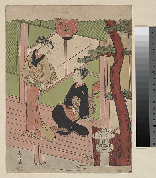 Suzuki Harunobu, Two Young Women on a Verandah