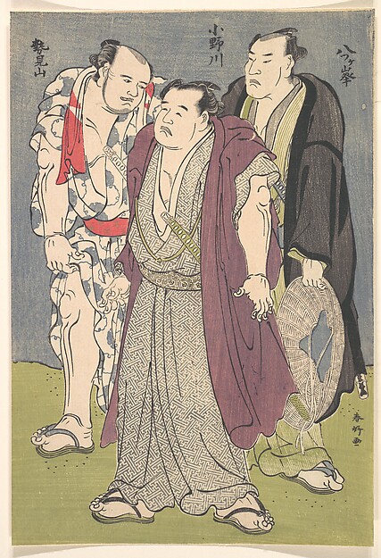 Katsukawa Shunkō, Three Sumō Wrestlers: Onogawa, Seimiyama, and Yatsugamine