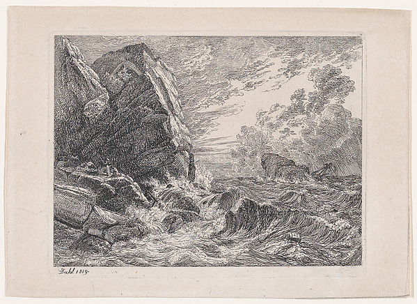Johan Christian Dahl, Shipwreck on a Rocky Shore
