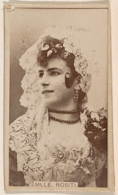 Kinney Brothers Tobacco Company, Mlle. Rositi, from the Actresses series (N245) issued by Kinney Brothers to promote Sweet Caporal Cigarettes
