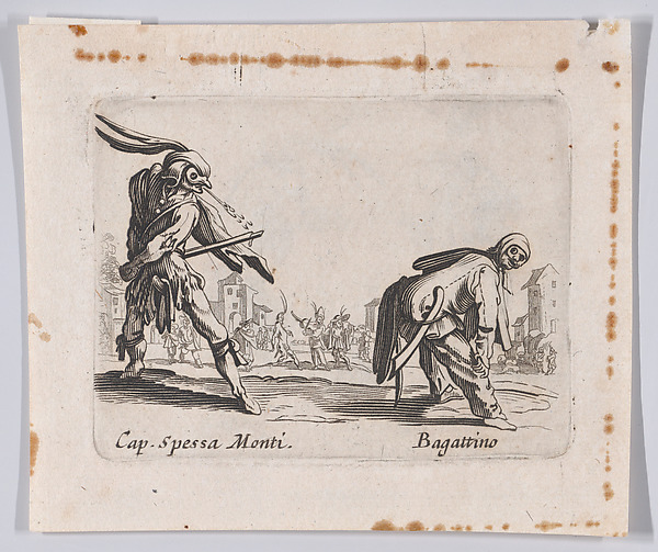 Jacques Callot, Copy of Capitano Spessa Monti and Bagattino, from "Balli di Sfessania" (Dance of Sfessania)