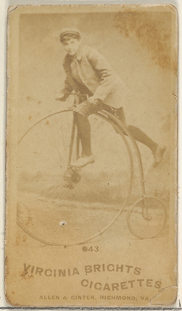 Allen & Ginter, Card 43, from the Girl Cyclists series (N49) for Virginia Brights Cigarettes