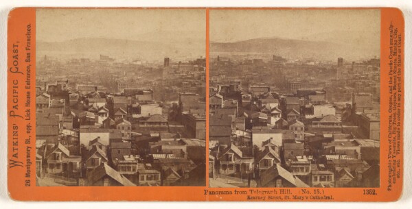 Carleton Watkins, Panorama from Telegraph Hill. (No. 15) Kearney Street, St. Mary's Cathedral.