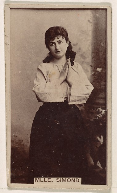Kinney Brothers Tobacco Company, Mlle. Simond, from the Actresses series (N245) issued by Kinney Brothers to promote Sweet Caporal Cigarettes
