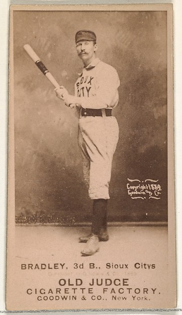Goodwin & Company, George Washington "Grin" Bradley, 3rd Base, Sioux City Corn Huskers, from the Old Judge series (N172) for Old Judge Cigarettes