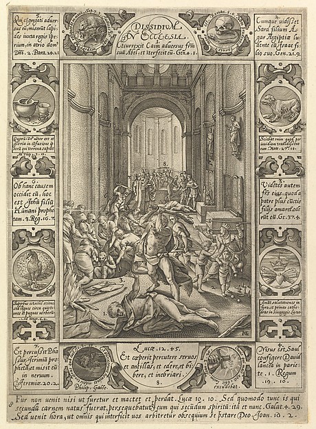Hendrick Goltzius, Dissidium In Ecclesia, from "Allegories of the Christian Faith, from Christian and Profane Allegories"