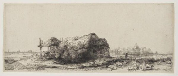 Rembrandt van Rijn, Landscape with a cottage and haybarn: oblong