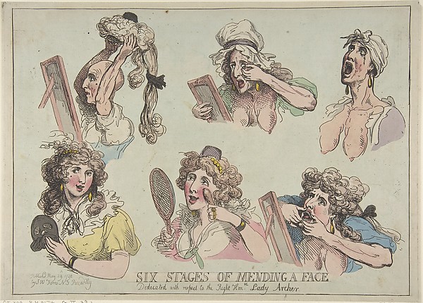 Thomas Rowlandson, Six Stages of Mending a Face, Dedicated with respect to the Right Hon-ble. Lady Archer