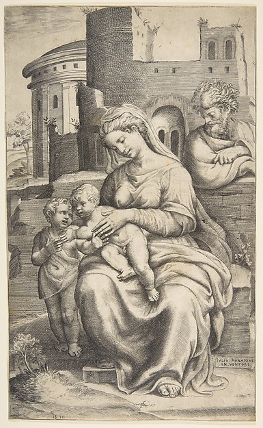 Giulio Bonasone, The Holy Family with Saint John the Baptist