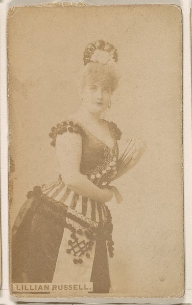 Kinney Brothers Tobacco Company, Lillian Russell, from the Actresses series (N246), Type 1, issued by Kinney Brothers to promote Sporting Extra Cigarettes