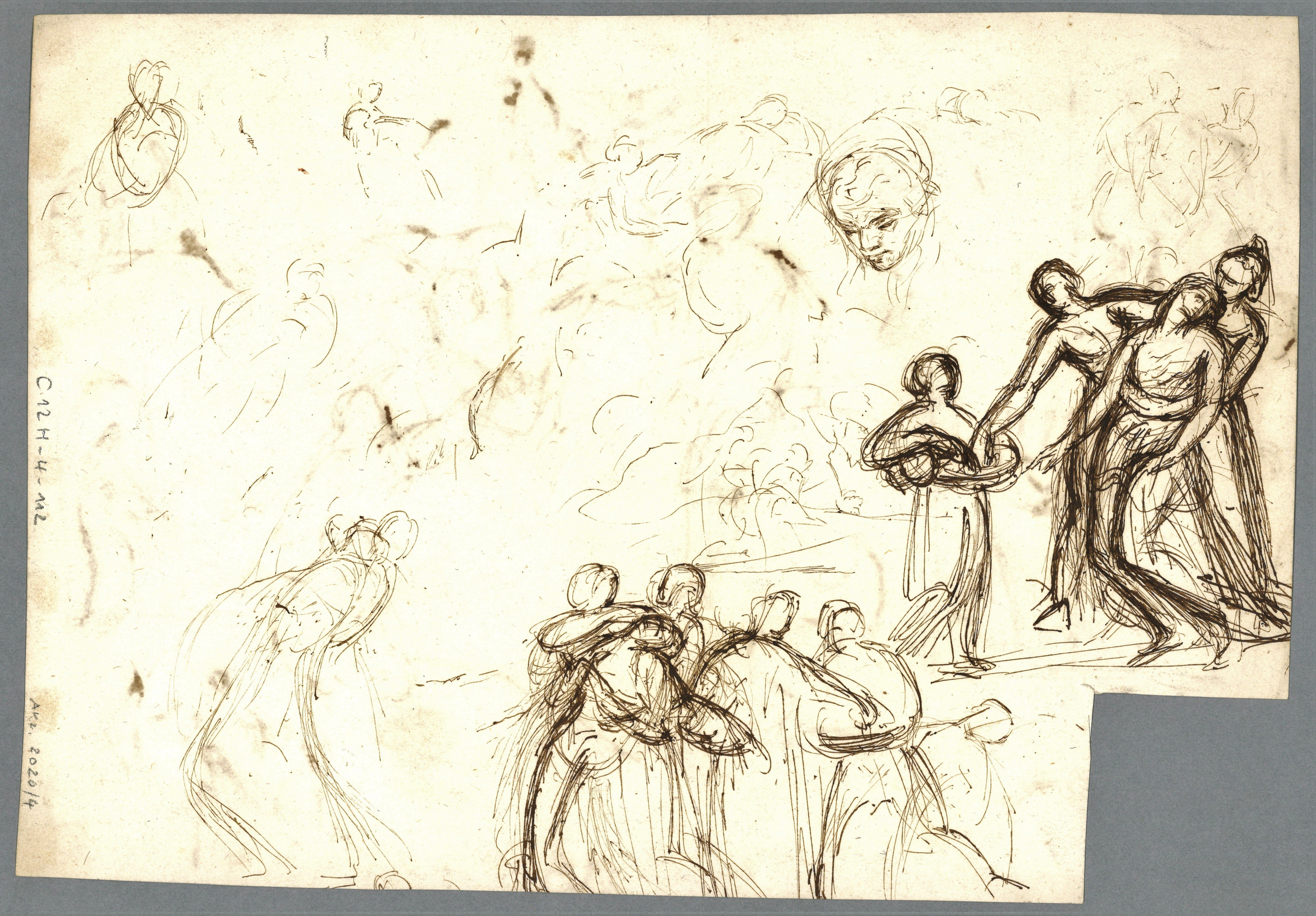 Unknown artist, Skizzenblatt eines Historienmalers