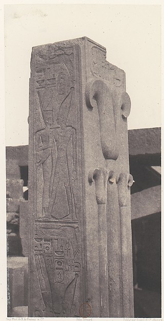 Félix Teynard, Karnak (Thèbes), Palais - Construction de Granit - Pilier Sculpté, au Point P