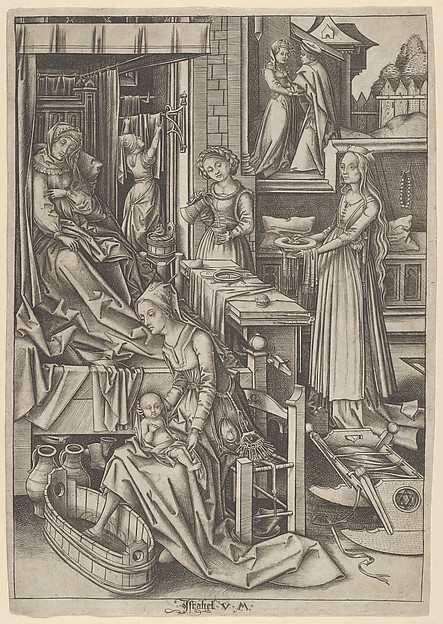 Israhel van Meckenem, The Birth of Mary, from The Life of the Virgin