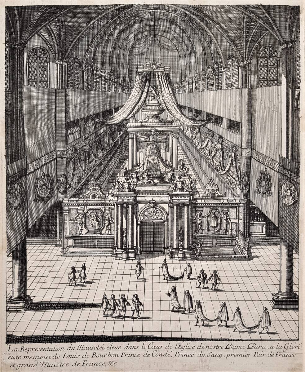Anonym, Trauergerüst für den Prinzen Louis II. de Bourbon-Condé in der Kathedrale Notre-Dame in Paris am 10. März 1687